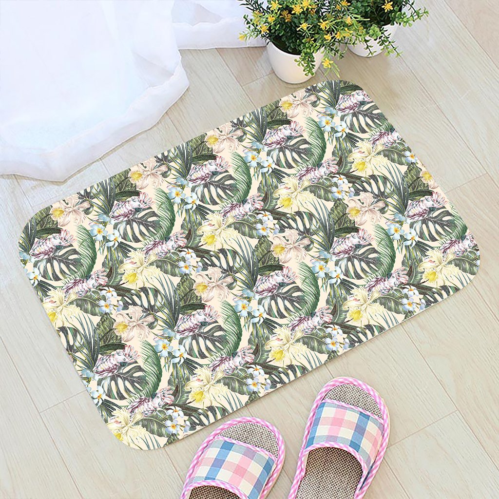 Tropical Jungle Parrots And Flamingos Hawaii Door Mat - Polynesian Pride