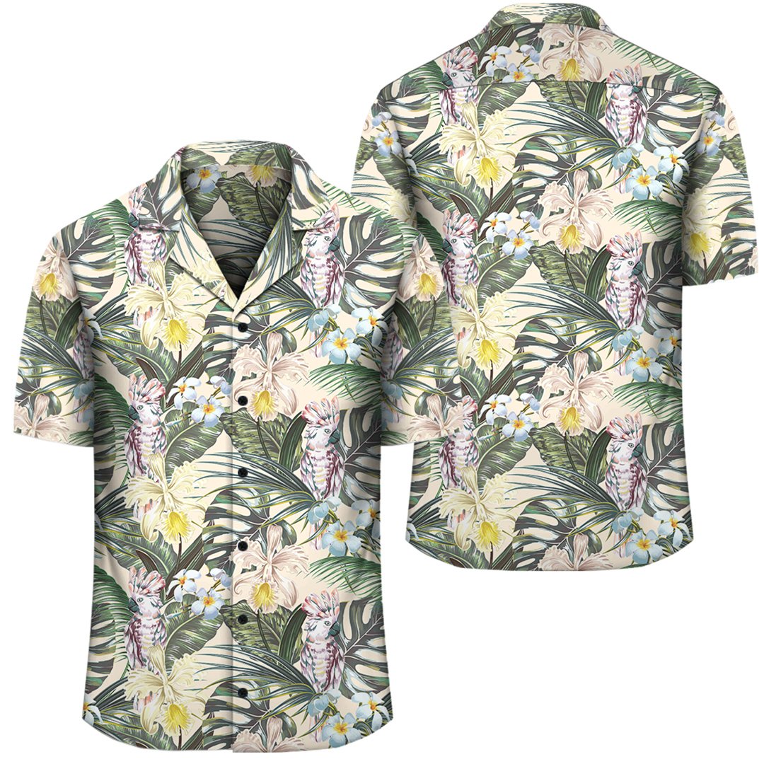 Tropical Jungle Parrots And Flamingos Hawaiian Shirt Unisex Black - Polynesian Pride