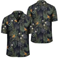 Tropical Leaves And Flowers In The Night Style Hawaiian Shirt Unisex Black - Polynesian Pride