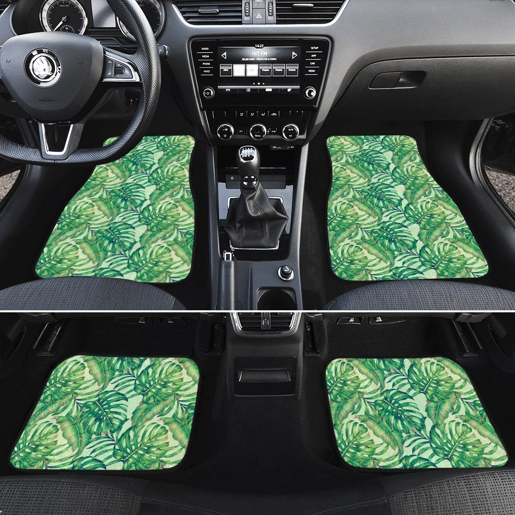 Tropical Leaves Jungle Monstera Leaf Hawaii Car Floor Mats Turquoise One Size - Polynesian Pride