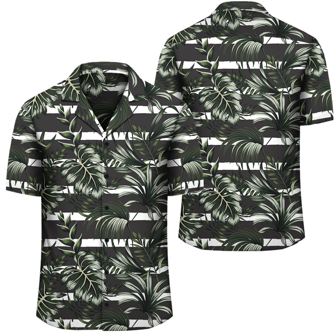 Tropical Line Patttern Hawaiian Shirt Unisex Black - Polynesian Pride