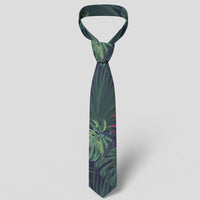 Tropical Monstera Leaf Green Necktie - Polynesian Pride