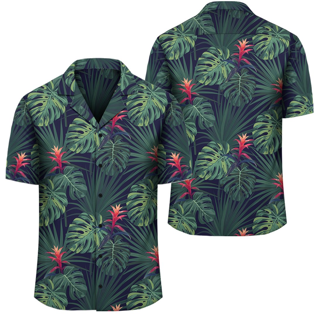 Tropical Monstera Leaf Green Hawaiian Shirt Unisex Black - Polynesian Pride
