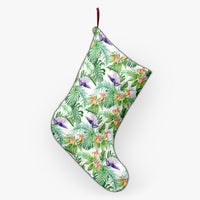 Tropical Orange Orchids Strelitzia Monstera Christmas Stocking 26 X 42 cm Black Christmas Stocking - Polynesian Pride