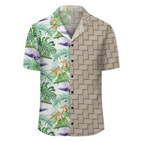 Tropical Orange Orchids Strelitzia Monstera Lauhala Moiety Hawaiian Shirt - Polynesian Pride