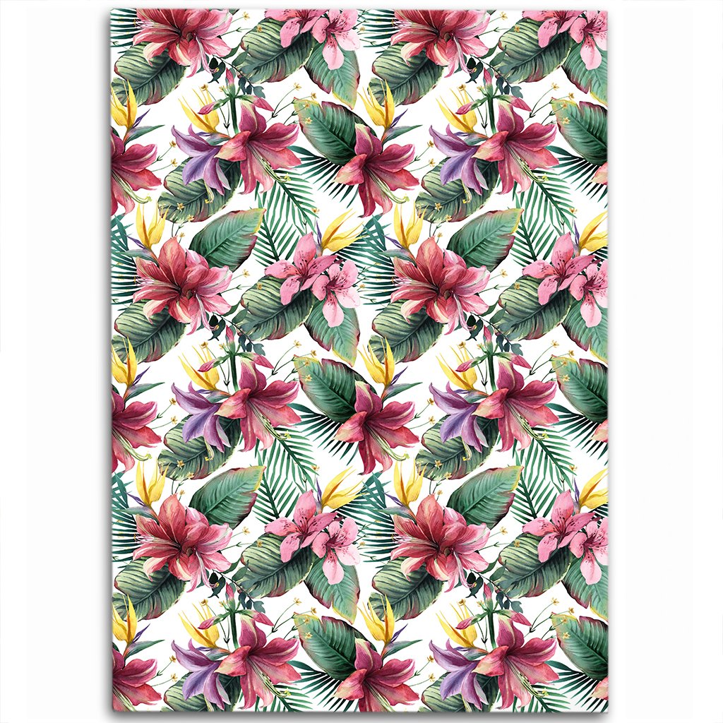 Tropical Palm Leaf White Area Rug - AH Luxurious - Polynesian Pride