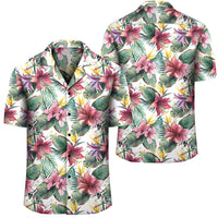 Tropical Palm Leaf White Hawaiian Shirt Unisex Black - Polynesian Pride