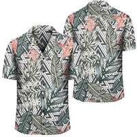 Tropical Palm Leaves And Flowers Hawaiian Shirt Unisex Black - Polynesian Pride