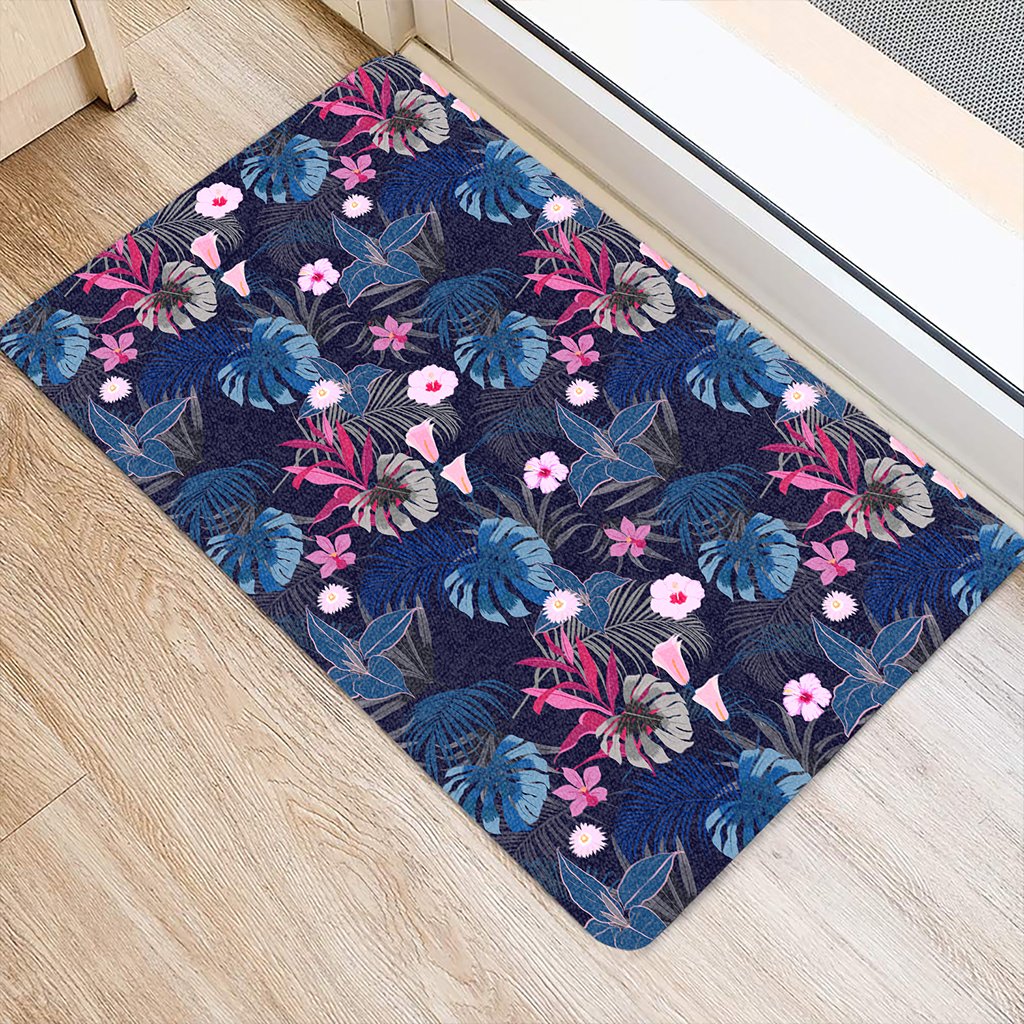 Tropical Palm Tree And Flower Hawaii Door Mat - Polynesian Pride