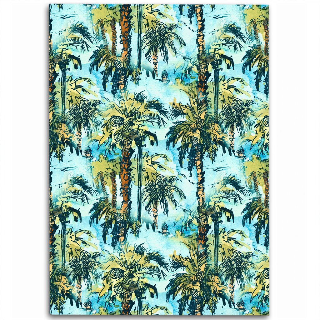 Tropical Palm Trees Blue Area Rug - AH Luxurious - Polynesian Pride