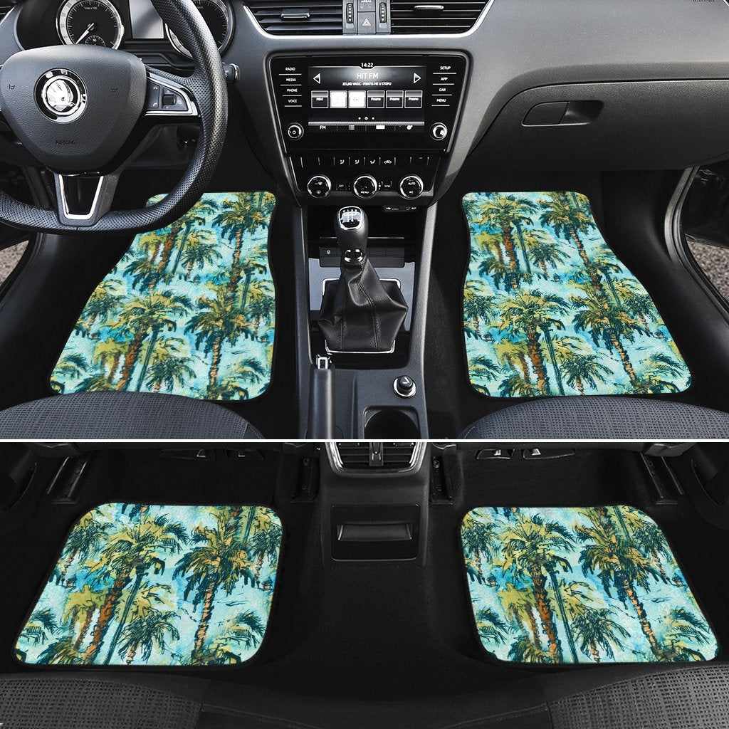 Tropical Palm Trees Blue Hawaii Car Floor Mats Blue One Size - Polynesian Pride