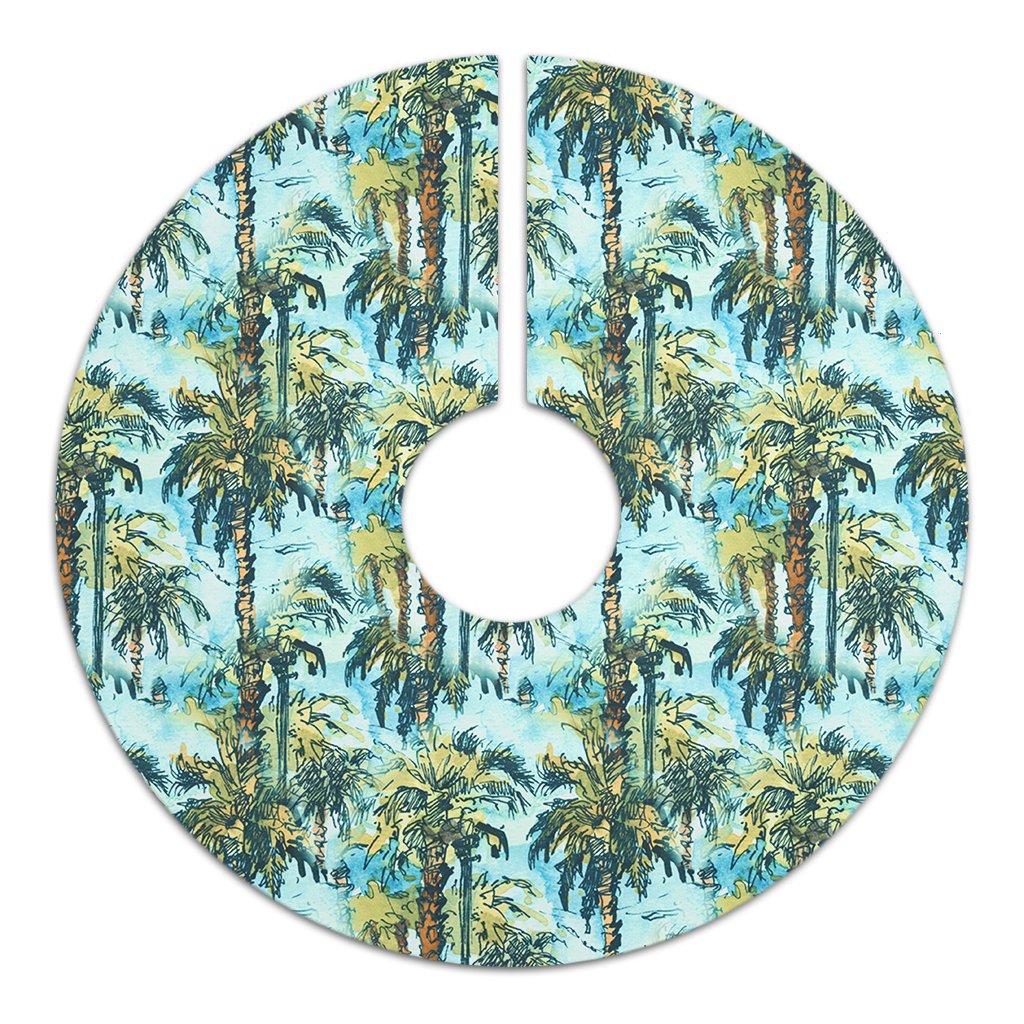 Tropical Palm Trees Blue Tree Skirt - Polynesian Pride