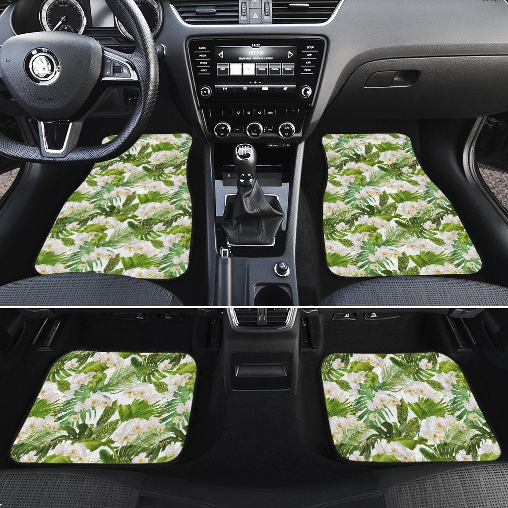 Tropical Plumeria White Hawaii Car Floor Mats White One Size - Polynesian Pride