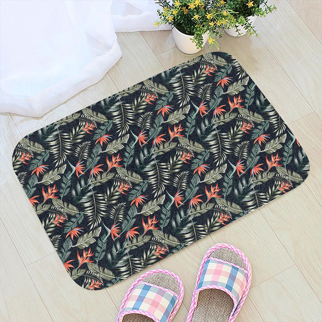 Tropical Strelitzia Black Hawaii Door Mat - Polynesian Pride