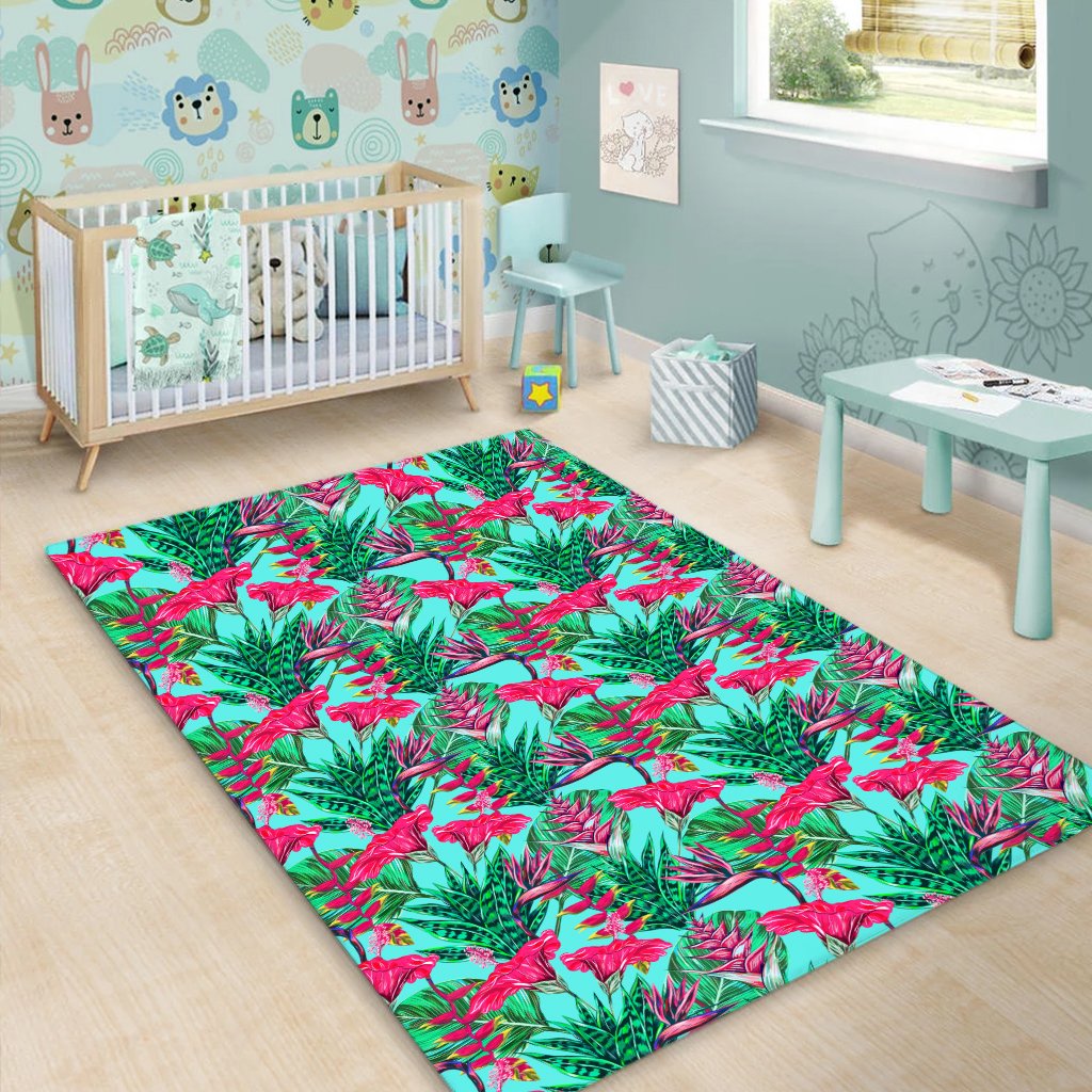 Tropical Strelitzia Blue Area Rug - AH - Polynesian Pride