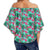 Tropical Strelitzia Blue Women's Off Shoulder Wrap Waist Top - AH - Polynesian Pride