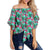 Tropical Strelitzia Blue Women's Off Shoulder Wrap Waist Top - AH - Polynesian Pride