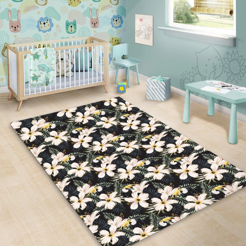 Tropical Toucans Hibiscus Palm Leaves Area Rug - AH - Polynesian Pride