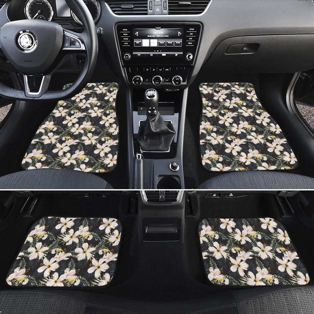 Tropical Toucans Hibiscus Palm Leaves Hawaii Car Floor Mats Turquoise One Size - Polynesian Pride