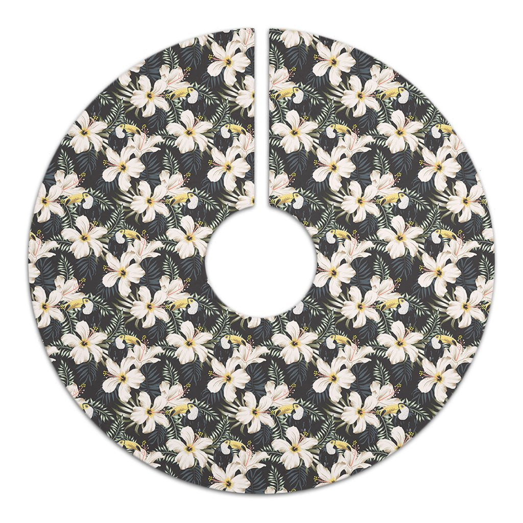 Tropical Toucans Hibiscus Palm Leaves Tree Skirt - Polynesian Pride