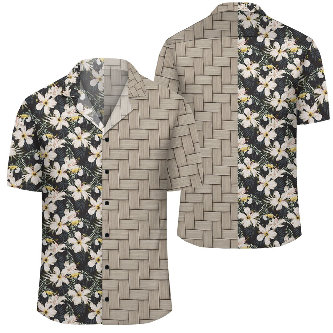 Tropical Toucans Hibiscus Palm Leaves Lauhala Moiety Hawaiian Shirt Unisex Art - Polynesian Pride
