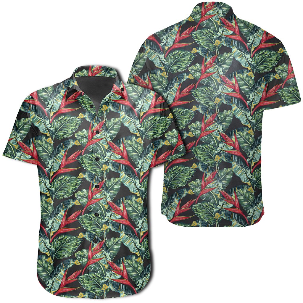 Hawaiian Shirt - Tropical Monstera Leaf Green Mix Shirt Unisex Black - Polynesian Pride