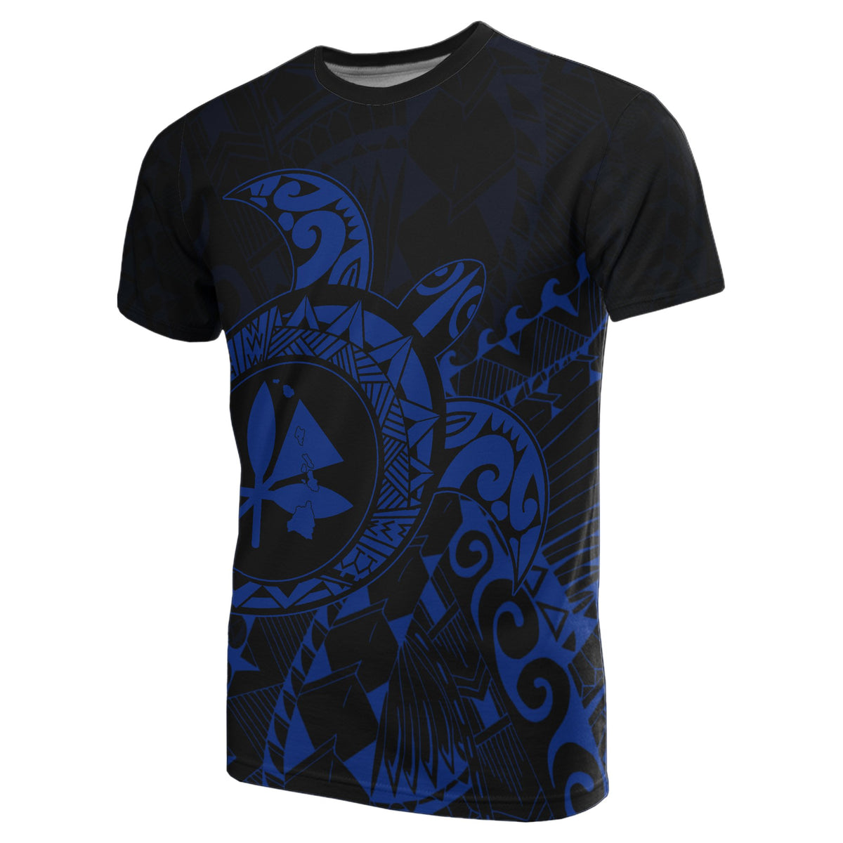 Kanaka Map T shirt ( Blue) Turtle Style - Polynesian Pride