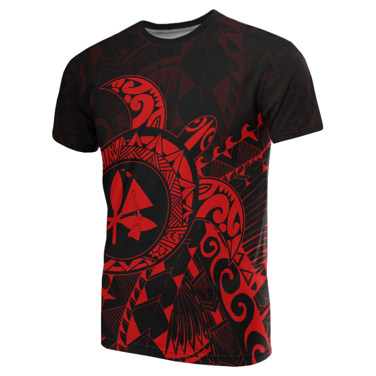 Kanaka Map T shirt ( Red) Turtle Style - Polynesian Pride