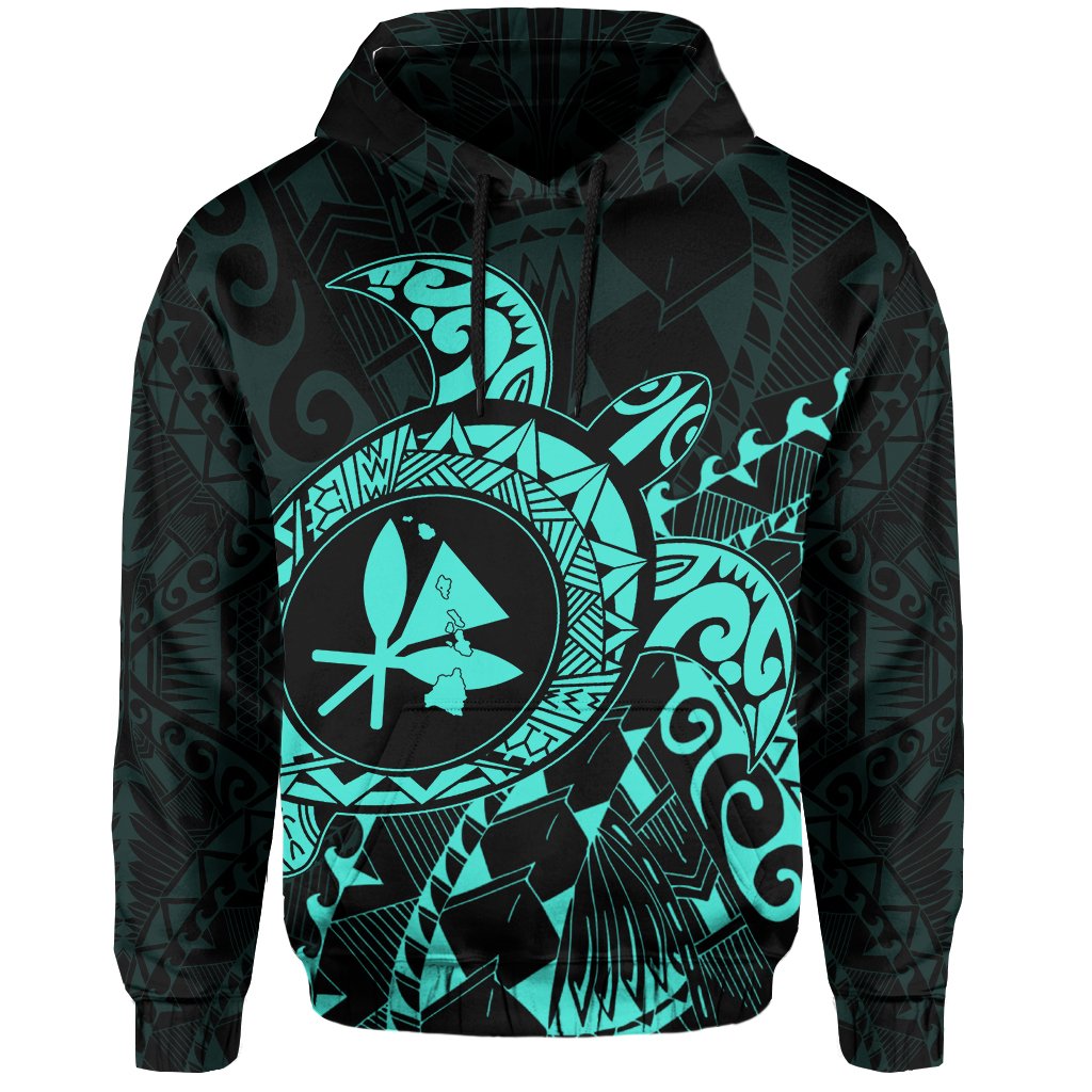 Kanaka Map Hoodie (Turqoise) Turtle Style - Polynesian Pride