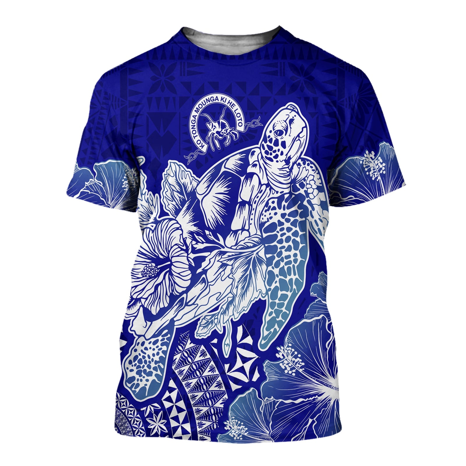 Queen Salote College Tonga T Shirt Kupesi Style Ver02 LT7 Blue - Polynesian Pride