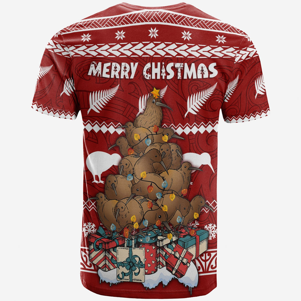 New Zealand T Shirt Mere Kirihimete Kiwi Xmas Tree LT7 - Polynesian Pride