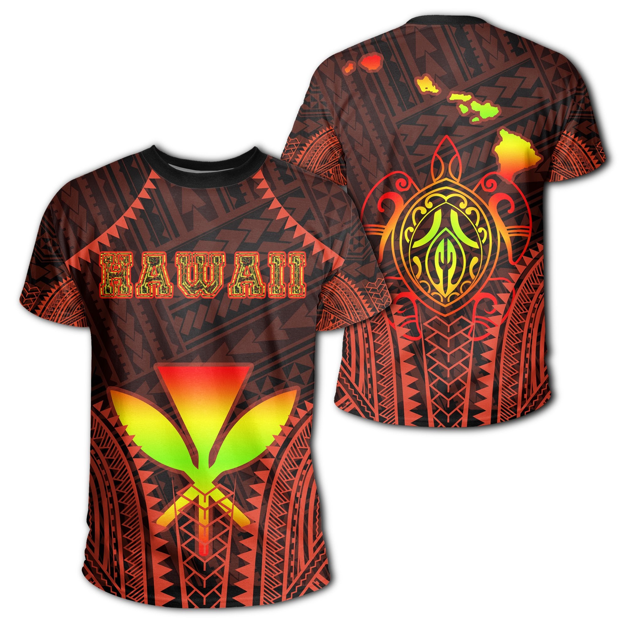 Hawaiian Kanaka Turtle Polynesian T Shirt Orange Stronge Style Unisex Orange - Polynesian Pride