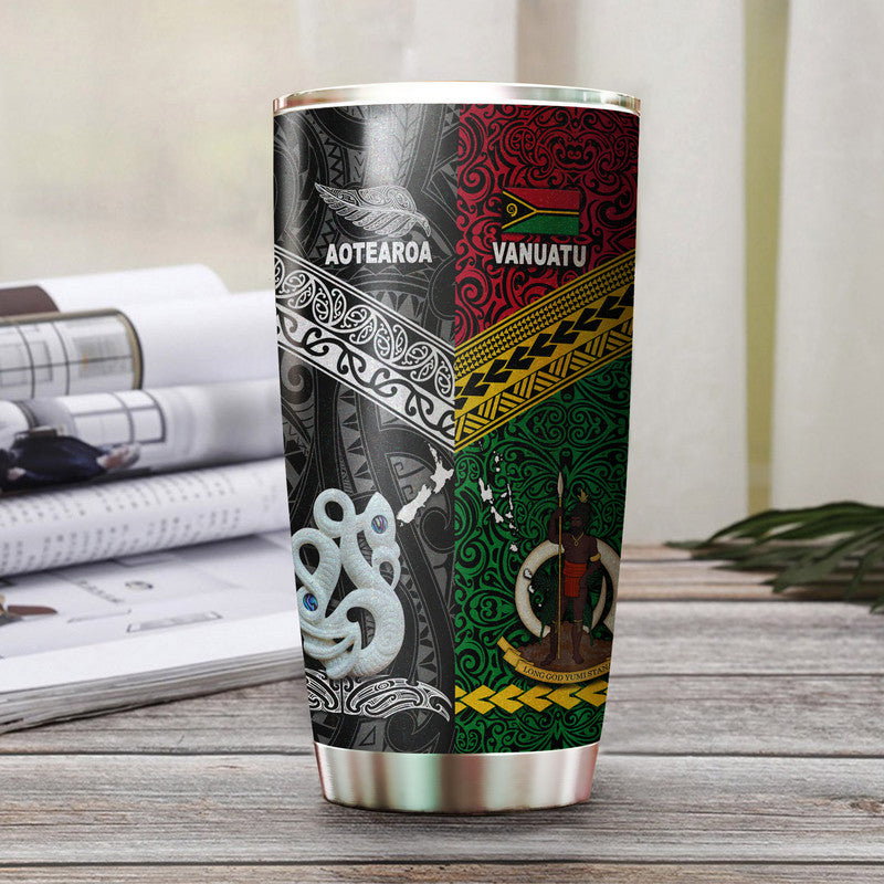 New Zealand And Vanuatu Tumbler Together - Black LT8 Black - Polynesian Pride