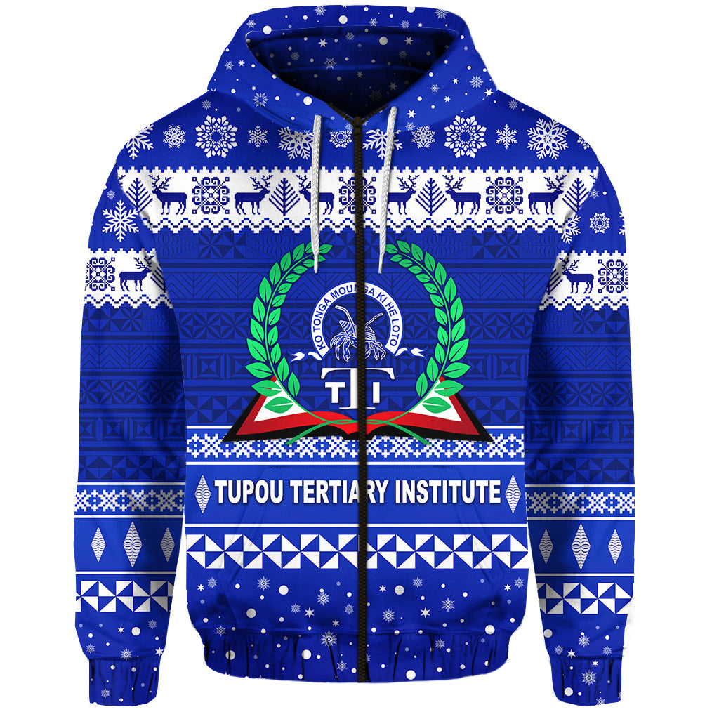 Tupou Tertiary Institute Christmas Zip Hoodie Simple Style LT8 - Polynesian Pride