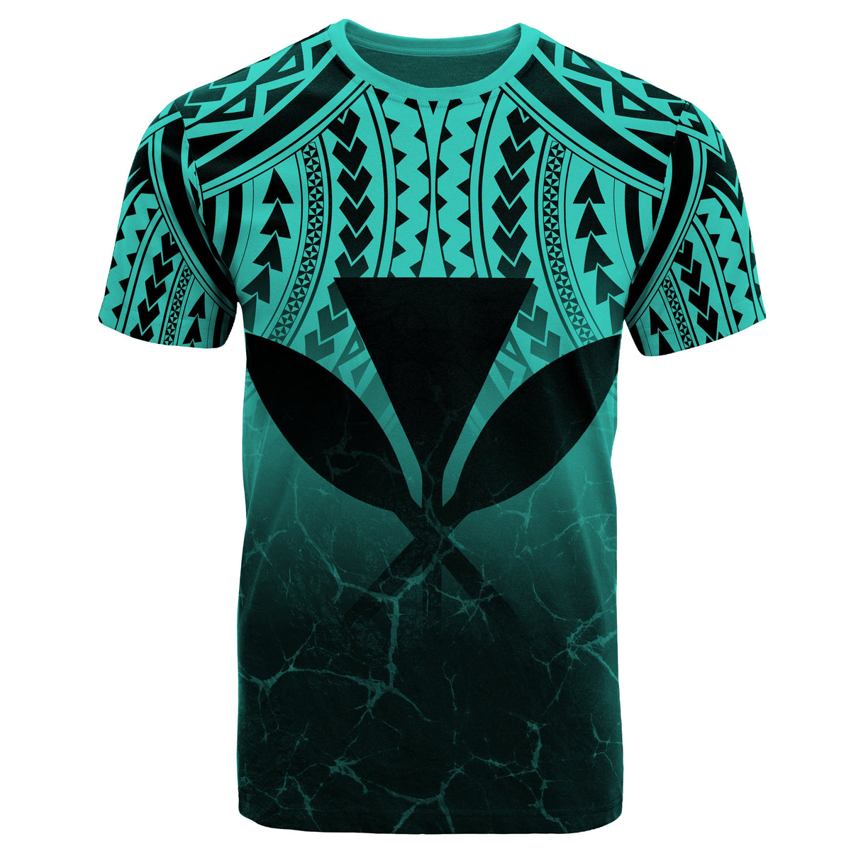 Hawaii Polynesian Kanaka Map Eruption T Shirt Roman Style Turquoise - Polynesian Pride