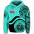 Hawaii Coat of Arms Hoodie Waveshape Style Turquoise - Polynesian Pride