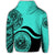 Hawaii Coat of Arms Hoodie Waveshape Style Turquoise - Polynesian Pride