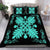 Hawaiian Quilt Maui Plant And Hibiscus Pattern Bedding Set - Turquoise Black - AH Turquoise - Polynesian Pride