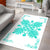 Hawaiian Quilt Maui Plant And Hibiscus Pattern Area Rug - Turquoise White - AH - Polynesian Pride