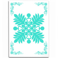Hawaiian Quilt Maui Plant And Hibiscus Pattern Area Rug - Turquoise White - AH Turquoise - Polynesian Pride