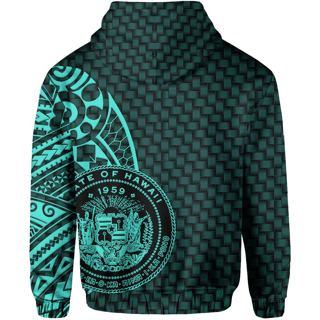 Hawaii Polynesian Hoodie Turquoise Emboss Style - Polynesian Pride