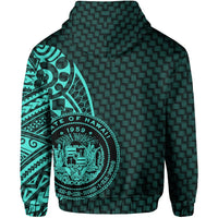 Hawaii Polynesian Hoodie Turquoise Emboss Style - Polynesian Pride