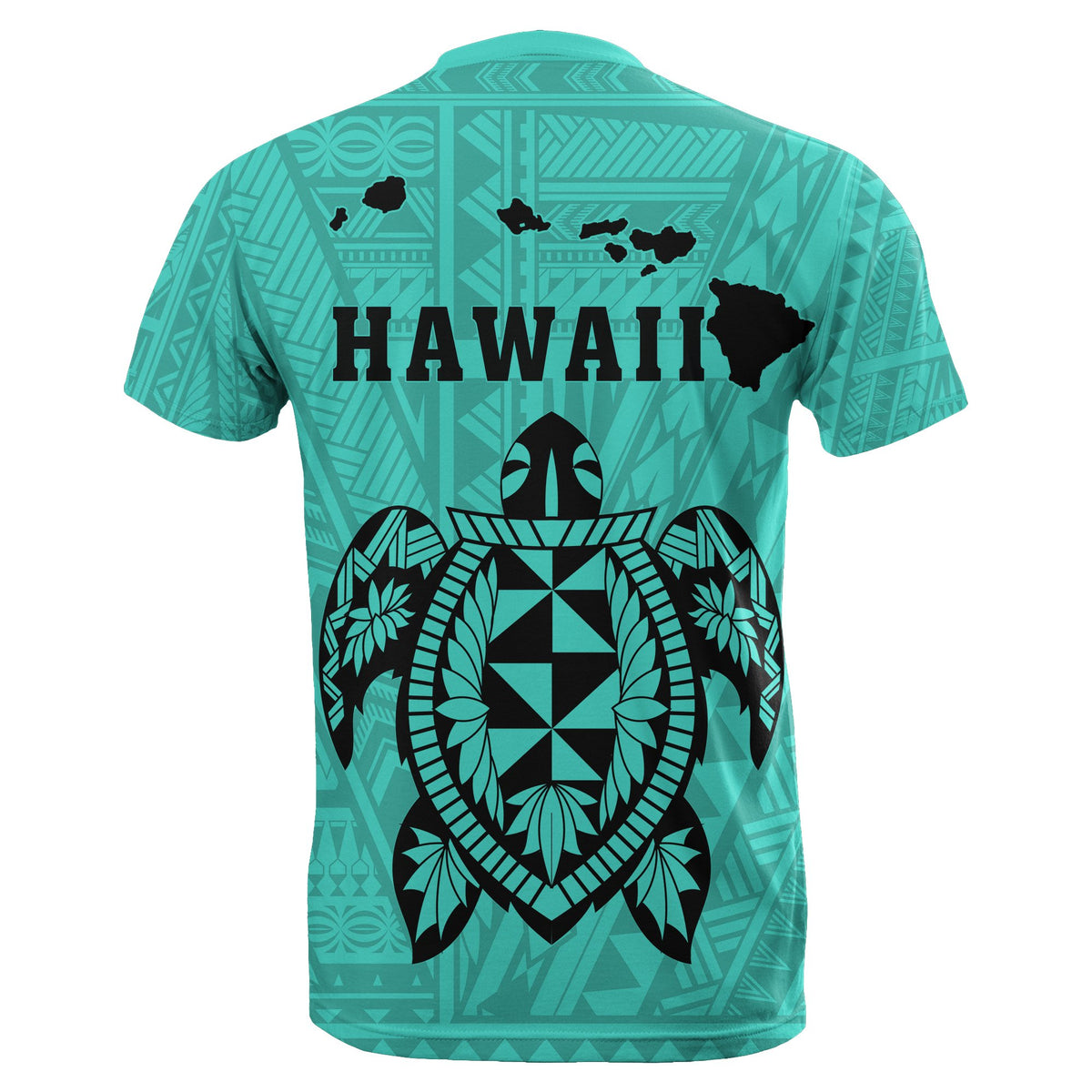 Turtle Polynesian Map T Shirt Turquoise - Polynesian Pride