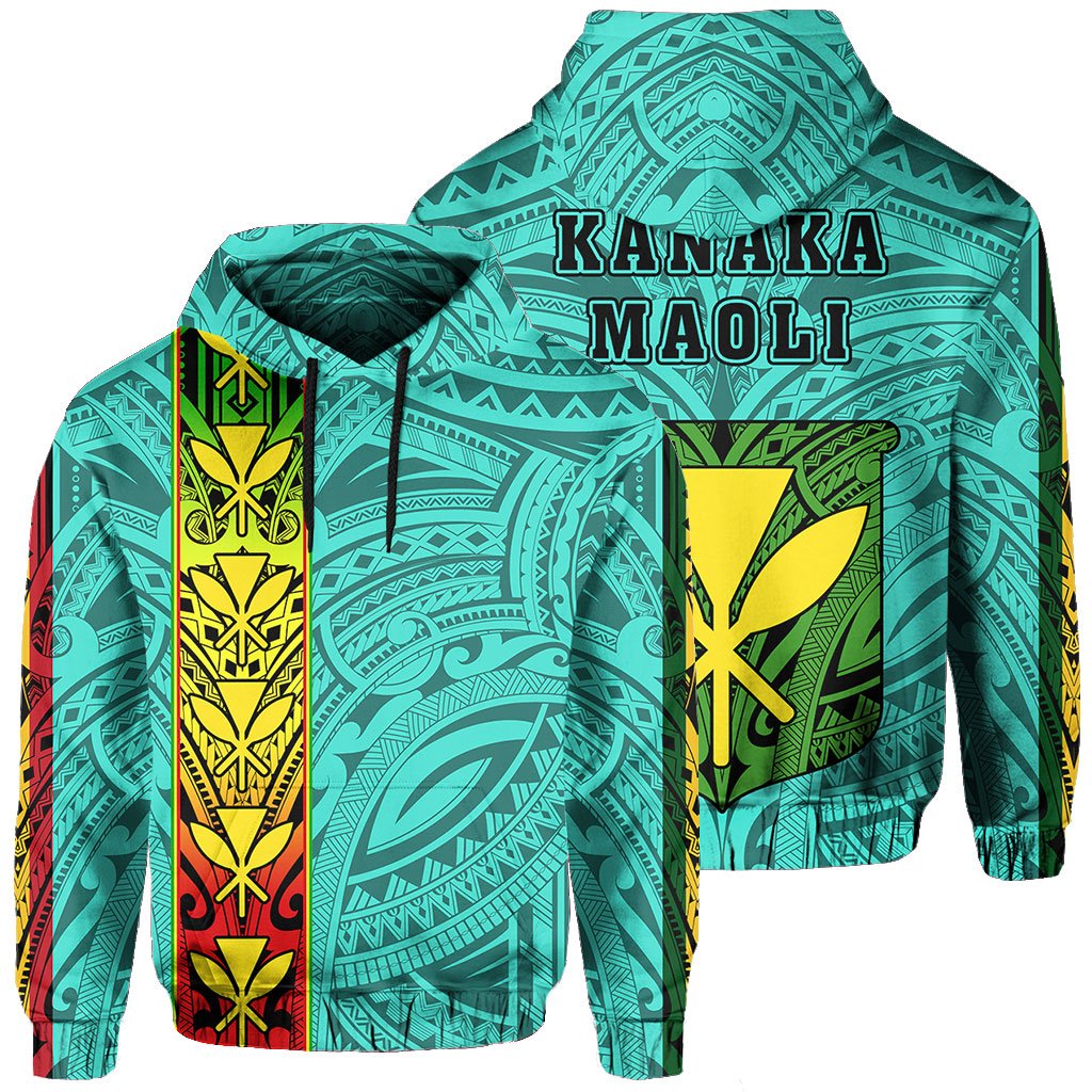 Polynesian Kanaka Flag Kanaka Maoli Hawaii Hoodie Turquoise Unisex Turquoise - Polynesian Pride