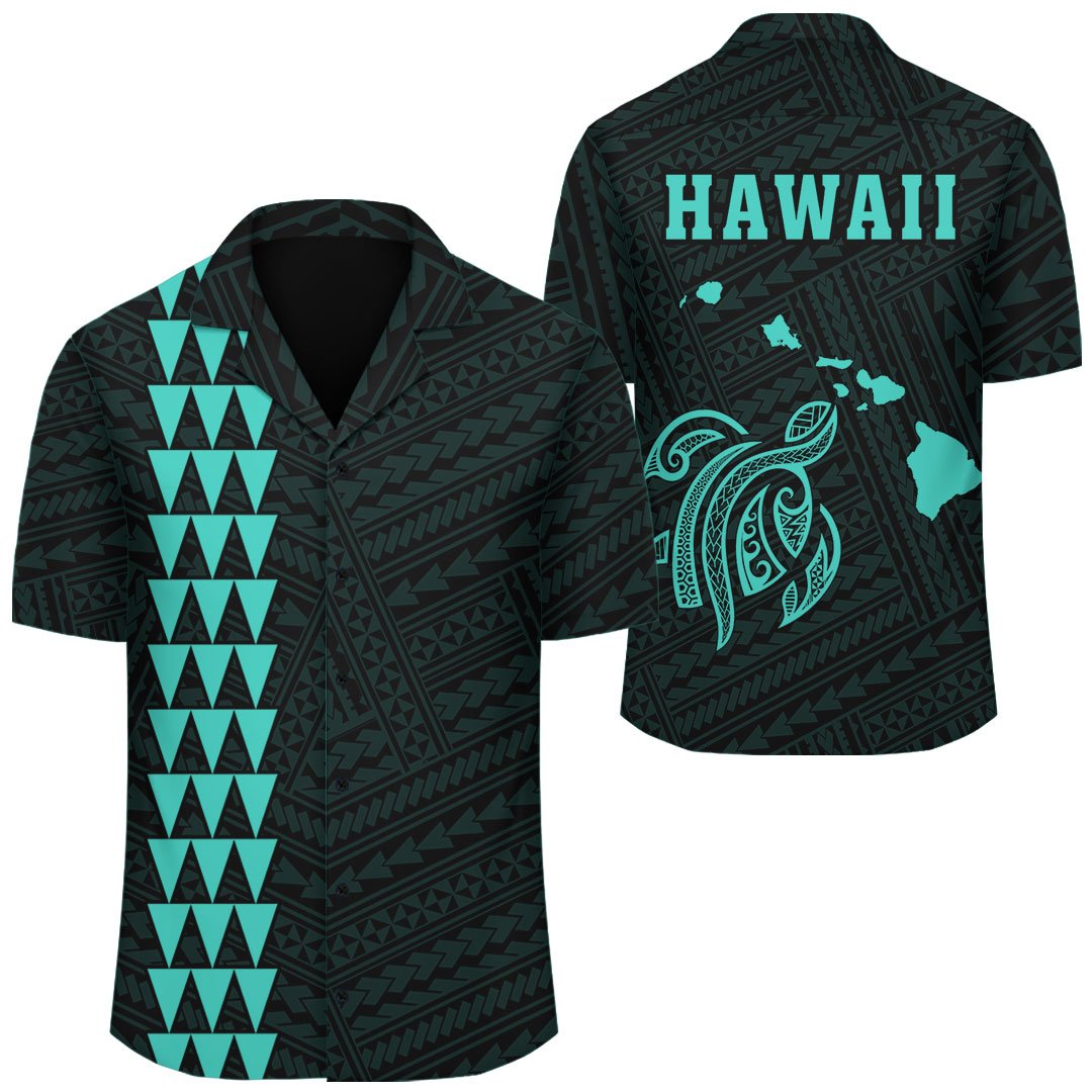 Kakau Polynesian Turtle Map Hawaii Shirt - Turquoise Unisex Turquoise - Polynesian Pride