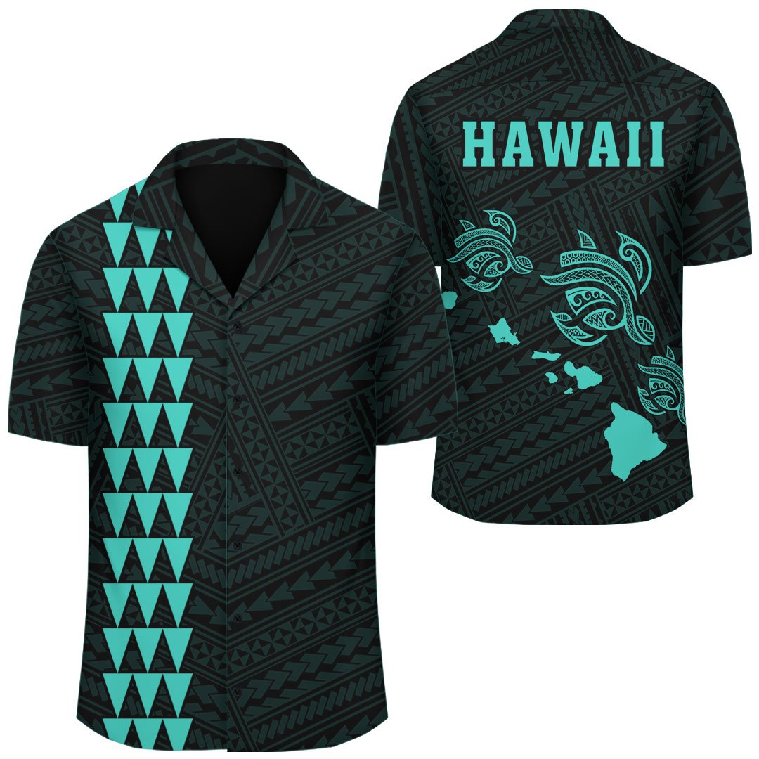 Kakau Polynesian Three Turtles Map Hawaii Shirt - Turquoise Unisex Turquoise - Polynesian Pride