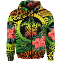 Polynesian Turtle Hoodie Circle Turtle Hibiscus Reggae LT9 - Polynesian Pride