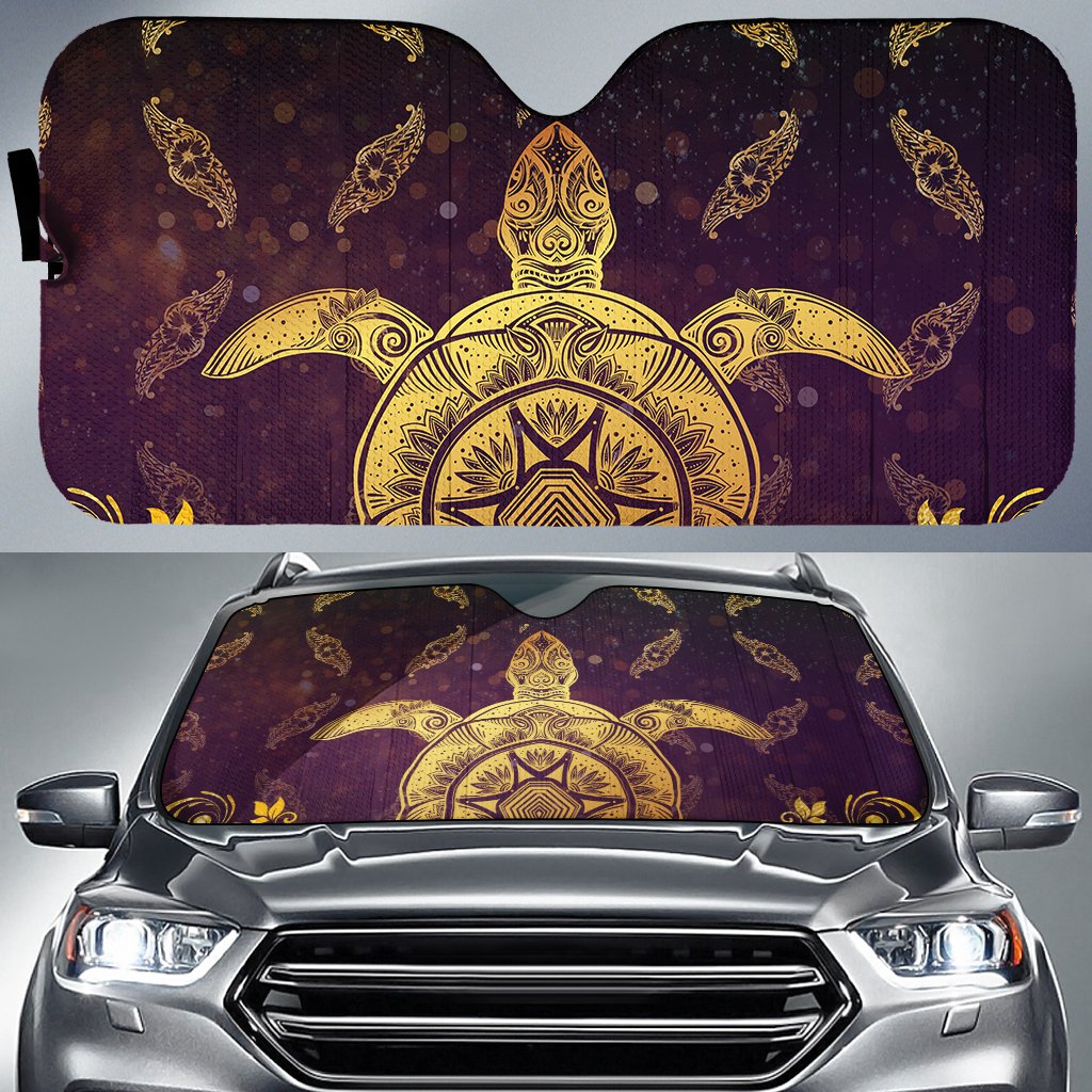 Turtle Golden Royal Car Sun Shade AH Auto Sun Shade Universal Fit White - Polynesian Pride
