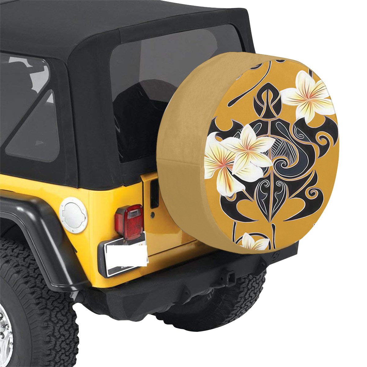 Turtle Poly Trinal Plumeria Yellow Spare Tire Cover AH - Polynesian Pride