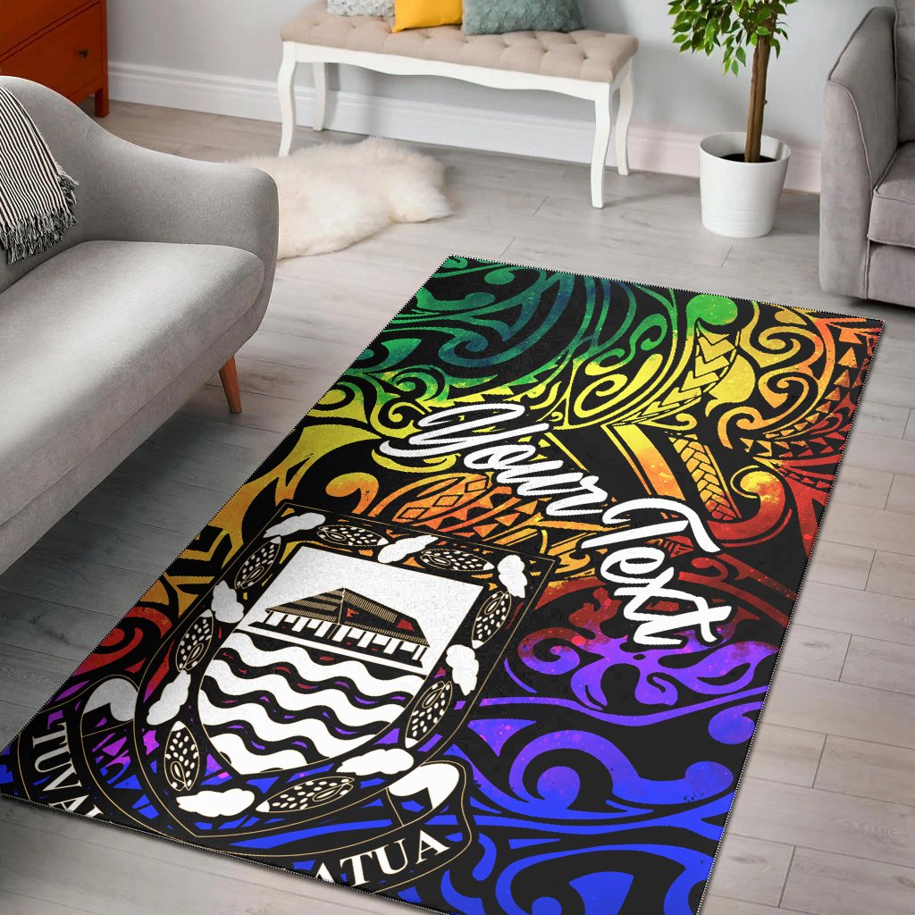 Tuvalu Custom Personalised Area Rug - Rainbow Polynesian Pattern Rug Rainbow - Polynesian Pride